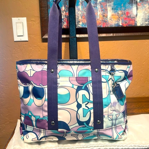Coach Handbags - Coach Kyra Scarf Print Multicolor Nylon Shoulder Bag